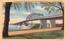 Buffalo NY New York Fort Erie Ontario Peace Bridge Lake Erie UNP Vtg Postcard T3 picture