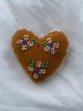 Antique Iroquois Indian Beadwork Pincushion Heart picture
