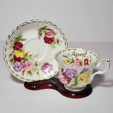 Royal Albert Teacup and Saucer April Sweet Pea Flowers of the Month Vintage picture