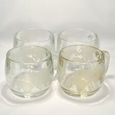 Lot of 4 VTG 70's Nestle Nescafe World Globe Etched Clear Glass Coffee Mugs READ picture