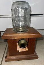 VINTAGE WOODEN NUTS, CANDY, PET TREATS GLASS CANNING JAR DISPENSER picture
