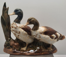 Vintage Rex Valencia Handmade Spanish Pair of Ducks In Reeds Ceramic Figurine picture