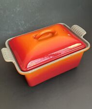 RARE Le Creuset France Red Orange Flame Enamel Cast Iron Rectangle Loaf Pan #18 picture