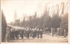Vintage RPPC Postcard Naval Training Station San Diego Sailors Marching Mess picture