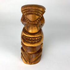 Vintage Hawaiian Tiki Hand Carved Wood Statue Figure Artist Signed DRU 6.5 Inch picture