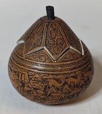 Finely Detailed HAND CARVED Etched Peruvian Folk Art Storyteller Gourd Rattle picture