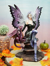 Ebros Large Purple Midnight Butterfly Winged Fairy With Wyvern Dragon Figurine picture