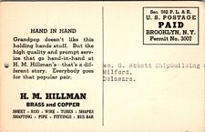 Milford Delaware Postcard H.M Hillman Advertising to Abbott Shipbuilding 1941 SK picture