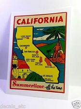 California Summertime Vintage Style Travel Decal / Vinyl Sticker, Luggage Label picture