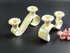 Vintage 1960's - Ceramic Ivory/ Iridescent Candlestick Holders- Pair picture