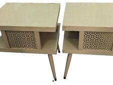 VTG Mid Century Modern Blonde 2 Tier End Side Table Laminate Top Screw On Legs picture