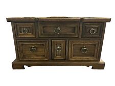 Vintage Wood Mid Century Modern Jewelry Box Chest Carved Wardrobe 14.5” L picture