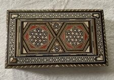 Antique Moorish Jewerly Wood Box Persian? Inlaid Mosaic Marquetry picture