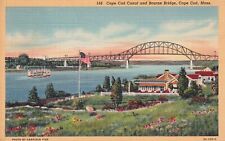 Postcard MA Cape Cod Massachusetts Bourne Bridge Cape Cod Canal Harrison FiskB33 picture