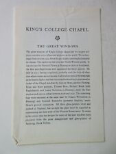 vintage King's College Chapel brochure - info sheet picture