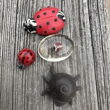 Vintage Cast Metal Glass Clay Resin Rhinestones Lady Bug Lot Good Luck Miniature picture