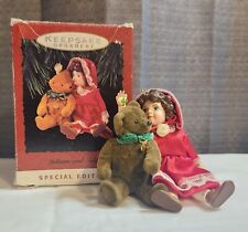 Hallmark 1993 JULIANNE & TEDDY Ornament Vintage Christmas Victorian Doll & Bear picture