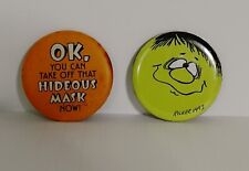 Vintage 1985 Hallmark & Ricker Pinback Button Pins 1999 Halloween Mask Made USA picture