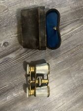Antique Marchand Paris Brass and Mother of Pearl French Opera Glasses Binoculars picture