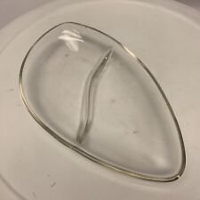 Vintage Mid Century Divided Clear Glass Candy, Relish, Nut Dish 9”x 5.5” picture