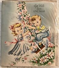 Charming Vintage Unused Get Well Greeting Card Of Children On Swing picture