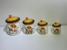 Vintage 1983 Merry Mushroom (4) Piece Matching Canister Set Sears Roebuck JAPAN picture