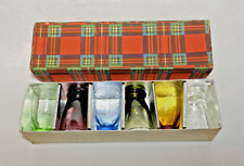 PAC IMPORT CO ~ MCM Fine Crystal (6) Harlequin Etched SHOT GLASSES w/Box ~ Japan picture