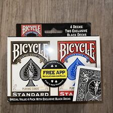 BICYCLE Standard Decks 4 PACK 2 Exclusive BLACK & 2 RED POKER PLAYING CARDS picture