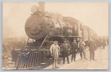 White Pass & Yukon Railroad Locomotive 73 & Crew, VTG RPPC Real Photo Postcard picture