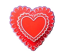 RARE Hallmark PIN Valentines Vintage HEART CANDY BOX 3D LACE Early 1970s Brooch picture