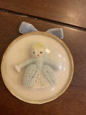 Vintage Convex Bubble Glass CROCHETED DOLL 4.5
