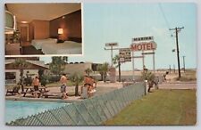 1970 Postcard Marina Motel Fort Walton Beach Florida FL Pool Scene Inset TV picture