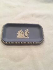 Wedgewood, small rectangular trinket dish, Jasperware, white-on-blue picture