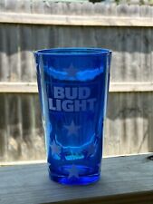 Bud Light Beer Glass Cobalt Blue, White Color Logo with White Stars picture