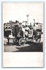 c1910's Women Employees On Parade Horse Wagon Manchester NH RPPC Photo Postcard picture