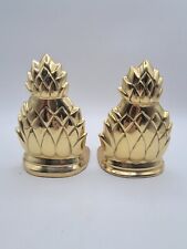Vintage Pineapple Bookends Brass Color Tropical Doorstop Set of 2 picture