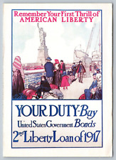 Postcard Vintage World War I Poster Reprint American Liberty Government Bonds picture