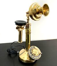 Old CANDLESTICK PHONE 1915 Antique Style Wired Rotary Dial with Receiver Handle. picture