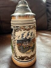 Vintage Authentic Hand-painted German Beer Stein With Pewter Lid picture