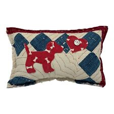 NEW Handmade Patriotic Puppy Dog & Heart Pillow  Vintage Quilt Vintage Chenille picture