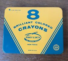 Vintage Binney & Smith Crayola Small Crayons Tin w/ 8 Used Crayons ReadDescrip picture