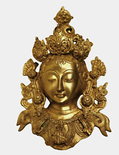 Large Tara Wall Hanging Figurine Antique Style Handmade Brass Sculpture (Golden) picture