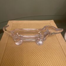 Crystal Glass Dachshund / Wiener Dog Candy Dish Figurine Made In France Stamped picture