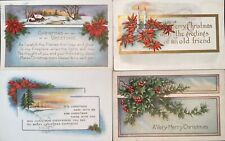 Lot of 4 Antique Christmas Postcards Whitney Made, Arts & Crafts Style, Embossed picture