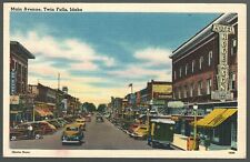 Postcard Twin Falls Idaho Antique Cars Hotel Rogerson Bostonian Shoe Store picture