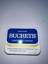 Vintage Sucrets Tins Metal Hinged Lid White Blue Beecham Products (empty) picture