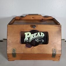 Vintage 1983 Wooden Bread Box With Window & Yellow Graphics - 15” x 11” x 11” picture