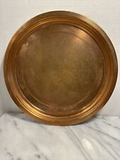 VTG Solid Copper Arts & Crafts Bar / Serving Tray 14.5” D Linear Design Around picture
