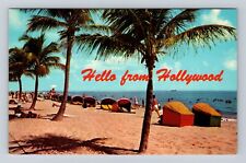 Hollywood By The Sea FL-Florida, Cabanas On Beach, Antique, Vintage Postcard picture
