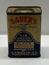 1920’s Vintage Sauer's 1/2 Lb Black Pepper Tin Advertising Richmond Virginia VA picture